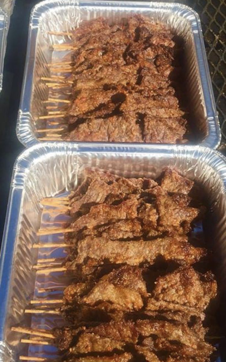 Full catering trays of grilled suya sticks